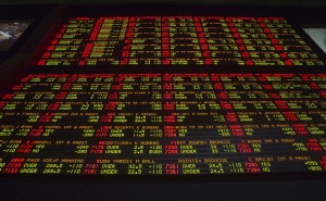 Super Bowl XLVIII proposition bets are posted on an electronic board at the Las Vegas Hotel & Casino Superbook in Las Vegas